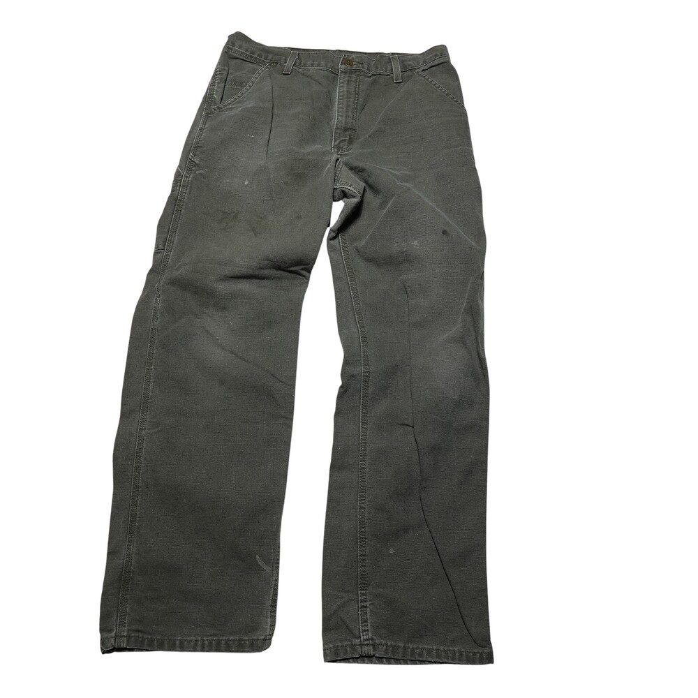 Carhartt B11 Pants Mens 34x32 Green Relaxed Fit Canvas Carpenter Workwear